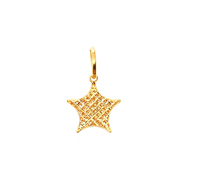 Pingente Berloque Estrela Ouro 18k Dupla Face Trabalhado