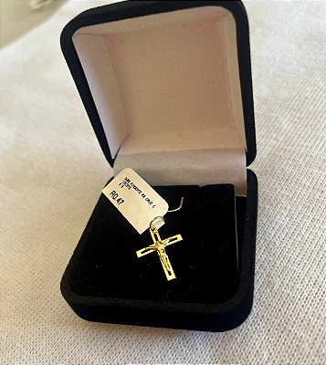 Pingente Cruz Madeira Jesus Cristo Crucifixo Ouro 18k
