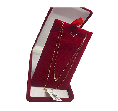 Colar Gargantilha Choker Elos Iguais Pingente Coração Ouro 18k