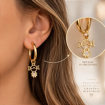 Pingente Filhos Pingente Menina Ouro 18k Amarelo E Branco