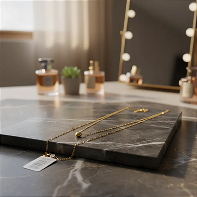 Colar Gargantilha Choker Elos Iguais Pingente Coração Ouro