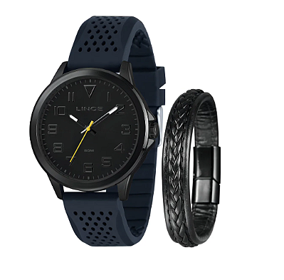Relogio Lince Masculino Azul Kit Com Pulseira Mrpm016l46