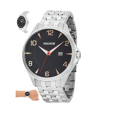 Relógio Magnum Masculino Ref: Ma33291t Casual Prateado