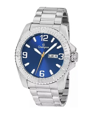 Relógio CHAMPION aço prata calendário masculino CA31588F