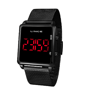 Relogio Lince Digital Preto Led Unisex Elegante Mdn4596l