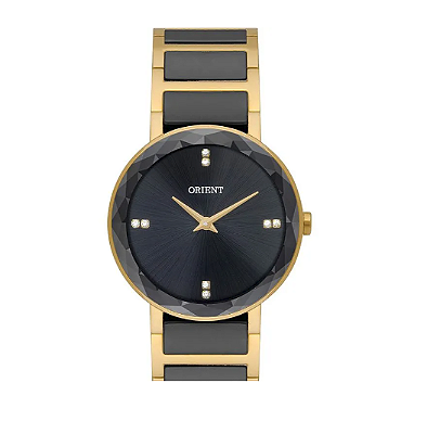 Relógio Feminino Orient Cerâmica Dourado e Preto Ftss0136