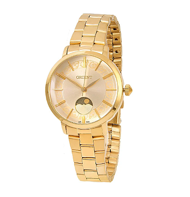 Relogio Feminino Orient Dourado Fases da Lua Fgss0211 C1kx