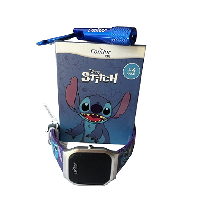 Relógio Condor Kids Infantil Menino kit Lanterna Stitch Azul COHB21AAE/k8a