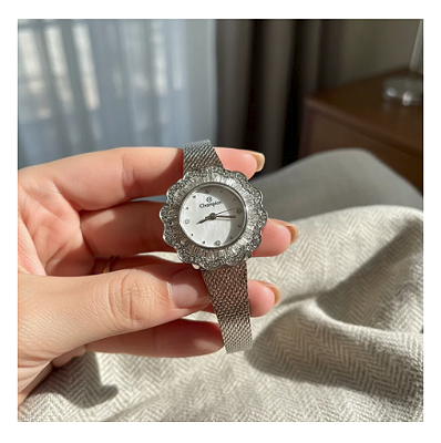 Relogio Feminino Champion Prateado Formato Flor CF25938Q