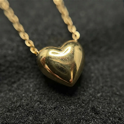 Colar Gargantilha Choker Pingente Coração 42cm Ouro 18k Luxo