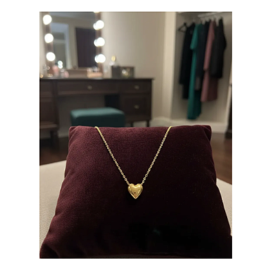 Colar Gargantilha Choker Pingente Coração 42cm Ouro 18k Luxo
