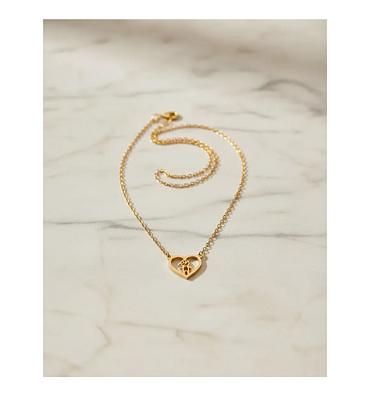 Colar Gargantilha Ouro 18k Filho Pingente Menino Coração 42cm