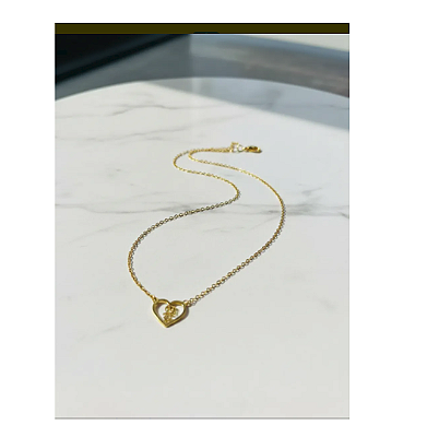 Colar Gargantilha Ouro18k Filha Pingente Menina Coração 42cm