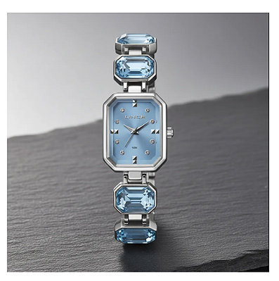 Relógio Lince Feminino Grace Prata Cristais Azul Lqm4872l23