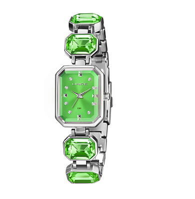Relógio Lince Feminino Grace Prata Cristais Verde LQM4873L23