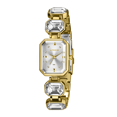 Relogio Lince Dourado Grace Pedras Cristais Lqg4871l23 Luxo