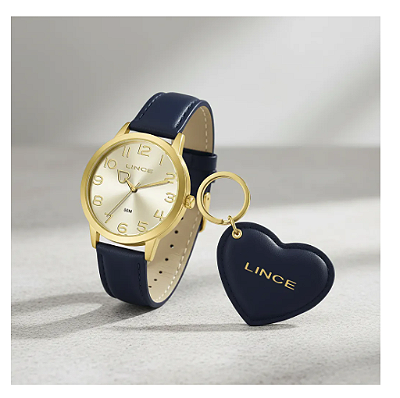Relógio Lince Feminino Pulseira Couro Azul Escuro Lrc4671l