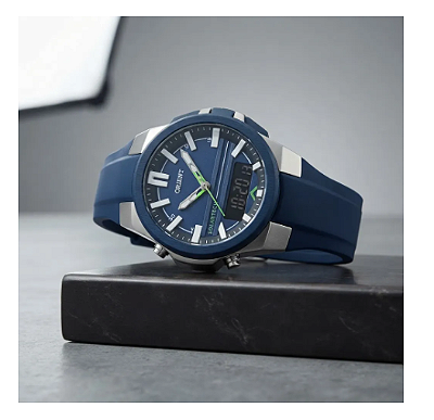 Relógio Orient Solar Tech Anadigi Azul Masculino Azul Homem de Poder