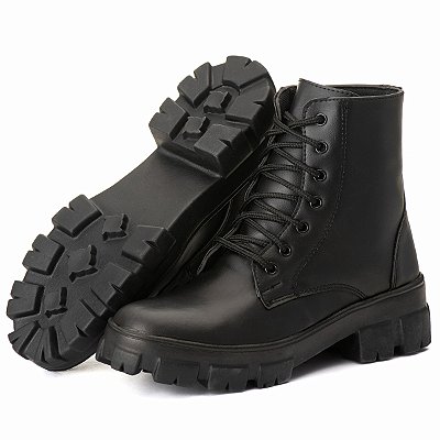Coturno Feminino Tratorado Salazari Com Zíper Preto 801