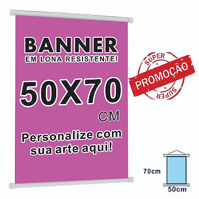 Banner  personalizado 70x50cm (Envie sua arte) na promoção