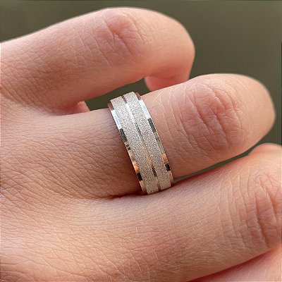 VL 1101 - Par de Alianças em Ouro Branco 18K