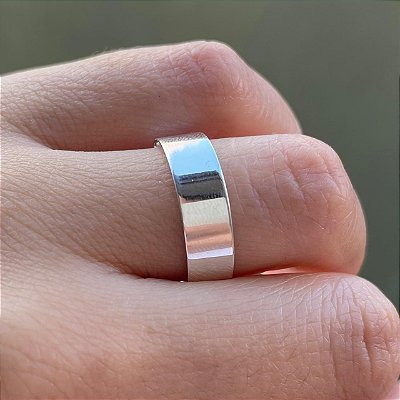 VL 1203 - Par de Alianças em Ouro Branco 18K - 6 MM
