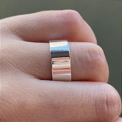 VL 1205 - Par de Alianças em Ouro Branco 18K - 8 MM