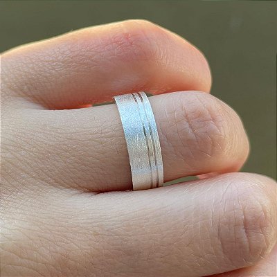 VL 1208 - Par de Alianças em Ouro Branco 18K