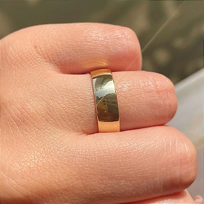 VL 1439 - Par de Alianças em Prata 950 com Ouro Amarelo 18K - 6 MM