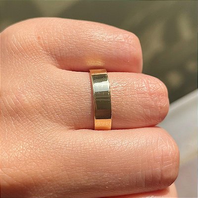VL 1448 - Par de Alianças em Prata 950 com Ouro Amarelo 18K - 5 MM