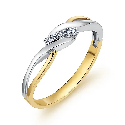 VL 1504 - Anel em Ouro Amarelo 18K com Ródio Branco