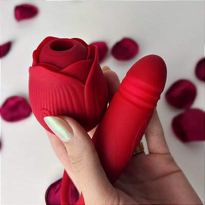 VIBRADOR ROSE PRO - SUGADOR + BULLET VAI E VEM