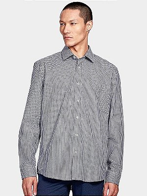 Camisa Manga Longa Regular Xadrez Vichy Branco Marinho Aramis