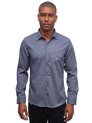 Camisa Manga Longa Slim Bambu Maquinetado Cinza Docthos