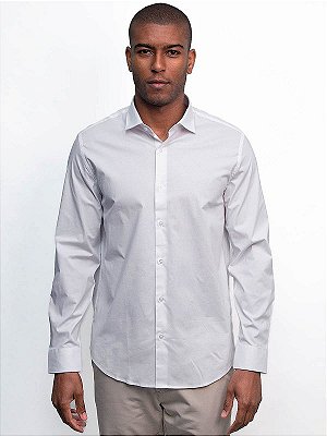 Camisa Manga Longa Slim Tricoline Stretch Branco Aramis