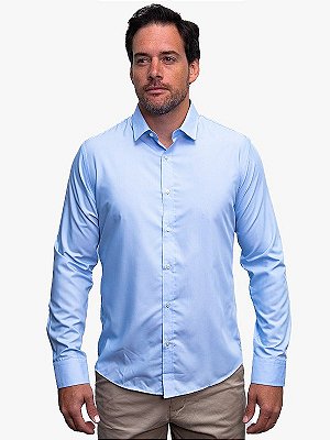 Camisa Modal Manga Longa Azul Claro Ville de France