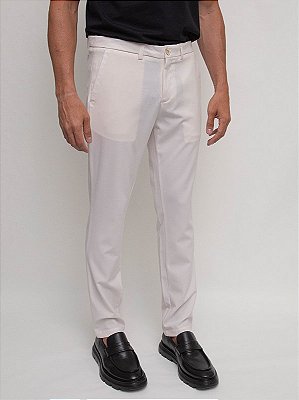 Calça Alfaiataria  Slim Cós Elástico Areia Ville de France