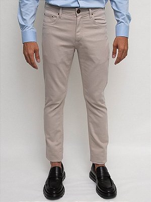 Calça Sarja Slim Five Pockets Areia Ville de France
