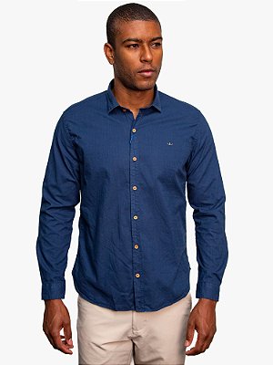 Camisa Manga Longa Slim Flamê Azul Noite Docthos