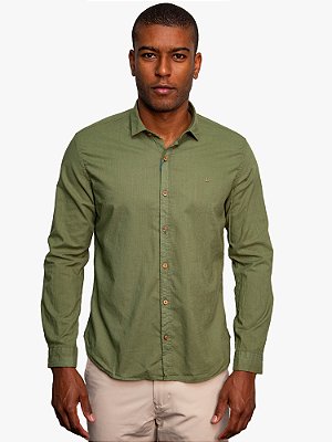 Camisa Manga Longa Slim Flamê Docthos Verde Militar