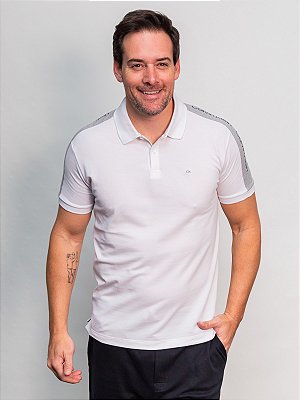 Polo Piquet Logo Ombro Calvin Klein