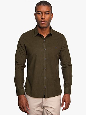 Camisa Manga Longa Slim Veludo Verde Docthos