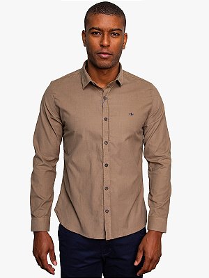 Camisa Manga Longa Slim Veludo Cáqui Docthos