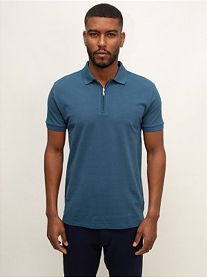 Polo Zíper Aramis Azul Petróleo