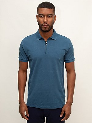 Polo Zíper Aramis Azul Petróleo