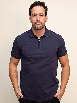 Polo Piquet Zíper Aramis Navy