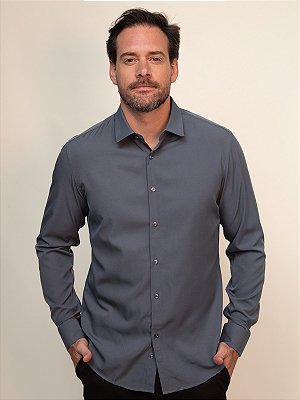 Camisa Soft Tech Slim Giacomelli Uomo Chumbo