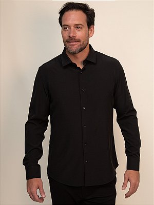 Camisa Soft Tech Slim Giacomelli Uomo Preto