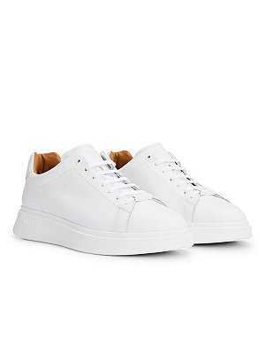 Tênis Em Couro Com Sola De Borracha  BOSS Branco