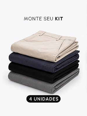 Kit 4 Calças Chino Slim Liquid Repeller Giacomelli Uomo